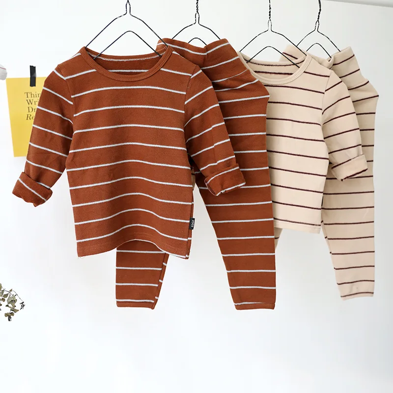 Children's Pyjamas Sets Autumn New Arrival Casual Striped Long Sleeve Pants Night Clothes Cotton Girls Boys Sleepwear Hot
