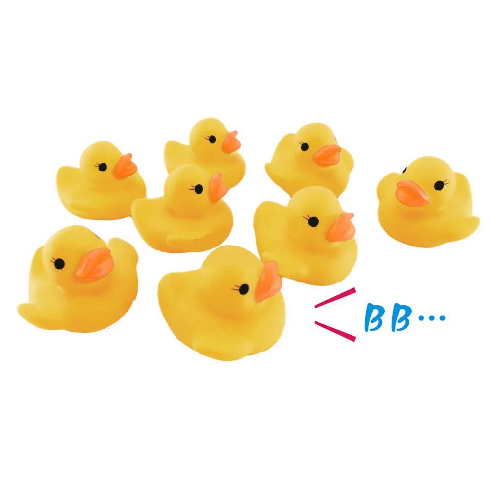 Duckie de goma con llamadas exprimibles para Celebración de bebé, juguete educativo de baño para niños y niñas, 10 Uds.