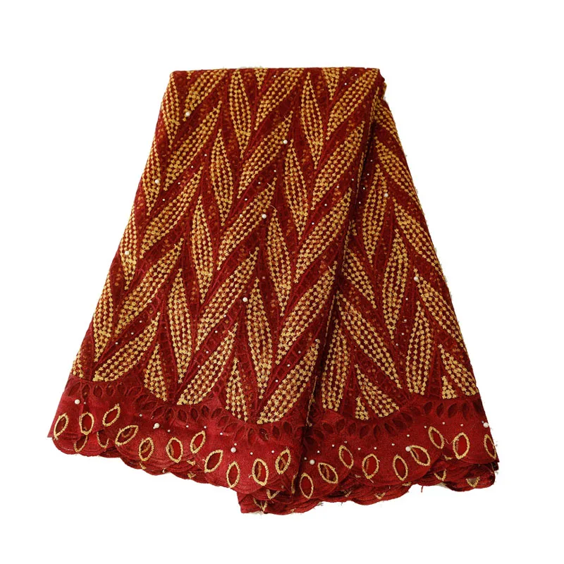 Вышитый лист африканская кружевная ткань с камнем сетка французский Тюль кружевная ткань для свадебного платья нигерийское шитье кружева - Цвет: Colour 9
