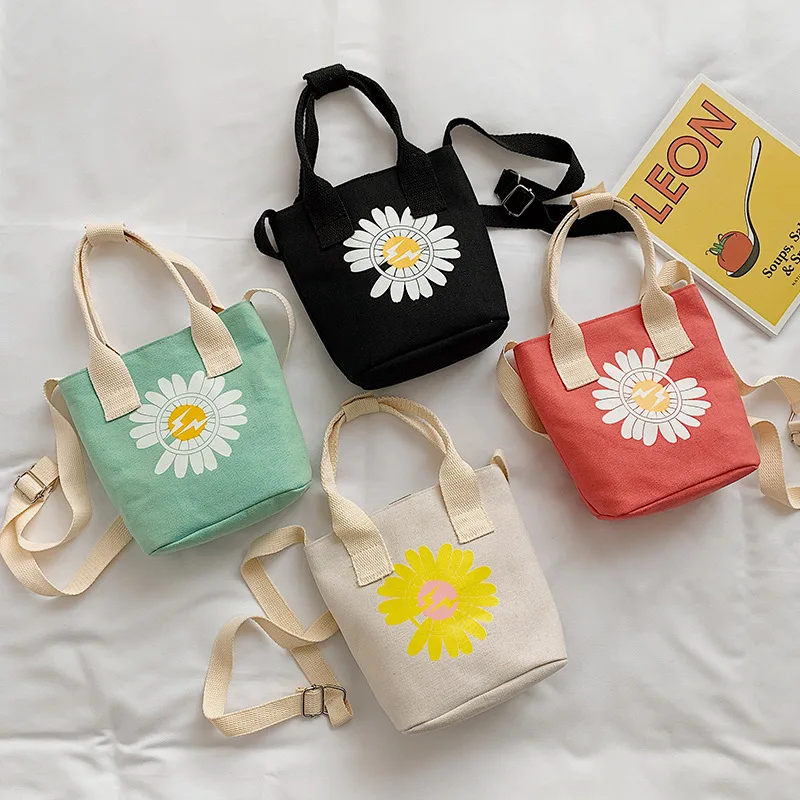 

Canvas Bag Sunflower Pattern Ladies Shoulder Bag Large-Capacity Shopping Handbag 2020 New Cloth Bag Lady Messenger Bag Bucket