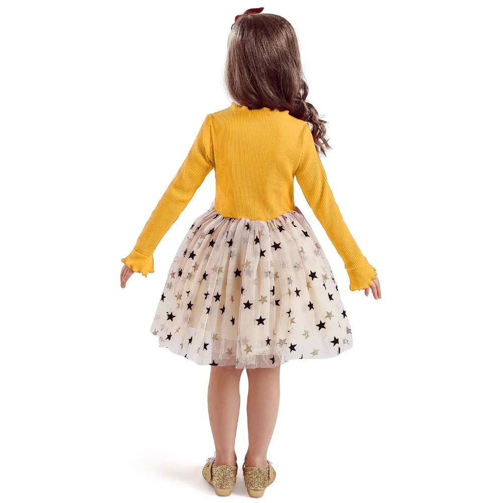Winter Long Sleeves Kids Dresses For Girs Casual Wear Flower Girls Dress Princess Dress Daily Party Clothes Children's Clothing