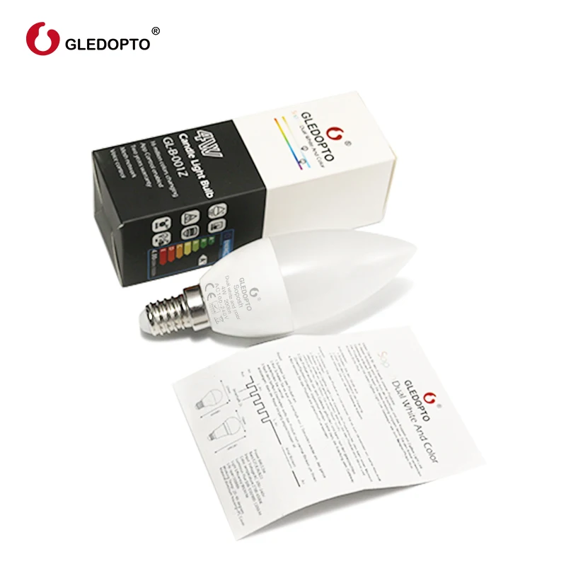 GLEDOPTO Zigbee RGB+ CCT светодиодный 4 Вт умный светильник в форме свечи E12 E14 с дистанционным управлением декоративная лампа с регулируемой яркостью работает с Amazon Echo Plus