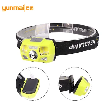 

New three colour Headlights 1200mAH XPE and COB 6W meters Adjustable Head lamp Charging USB sensory switch light for camping