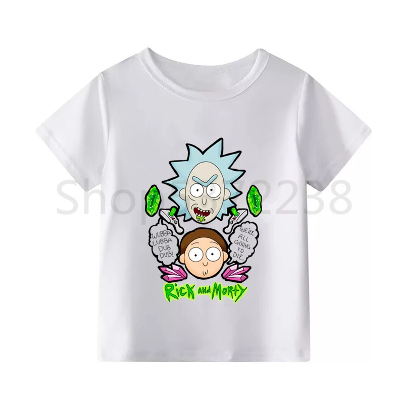 Rick y Morty divertido Rick Morty ropa bebé niño bebé estampado blanco camiseta niños verano cuello redondo tapas BoysGirls camiseta ropa de bebé|Camisetas| - AliExpress