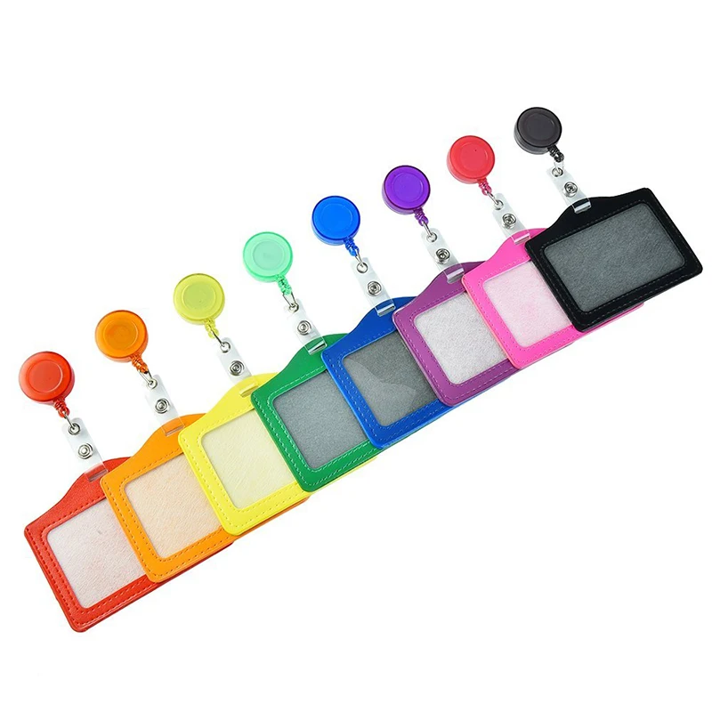 

Retractable Badge Reels with ID Card Holder Sleeves for Cards and Keys, 8 pcs