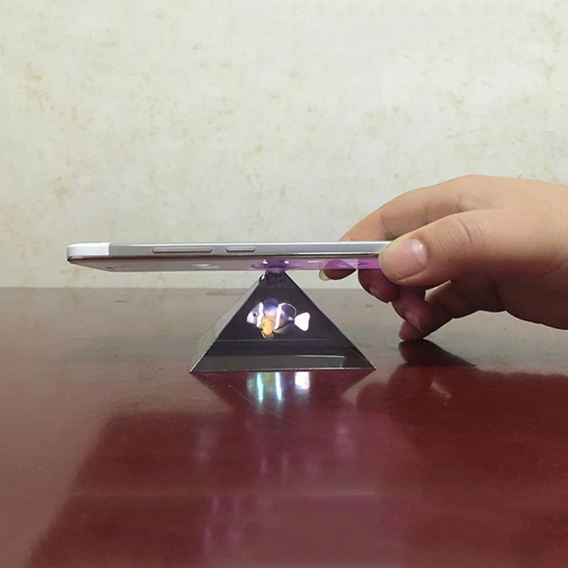 Мини 3D Голограмма Пирамида дисплей проектор видео Стенд Универсальный миниатюрный голограмма проектор для iphone huawei samsung Xiaomi