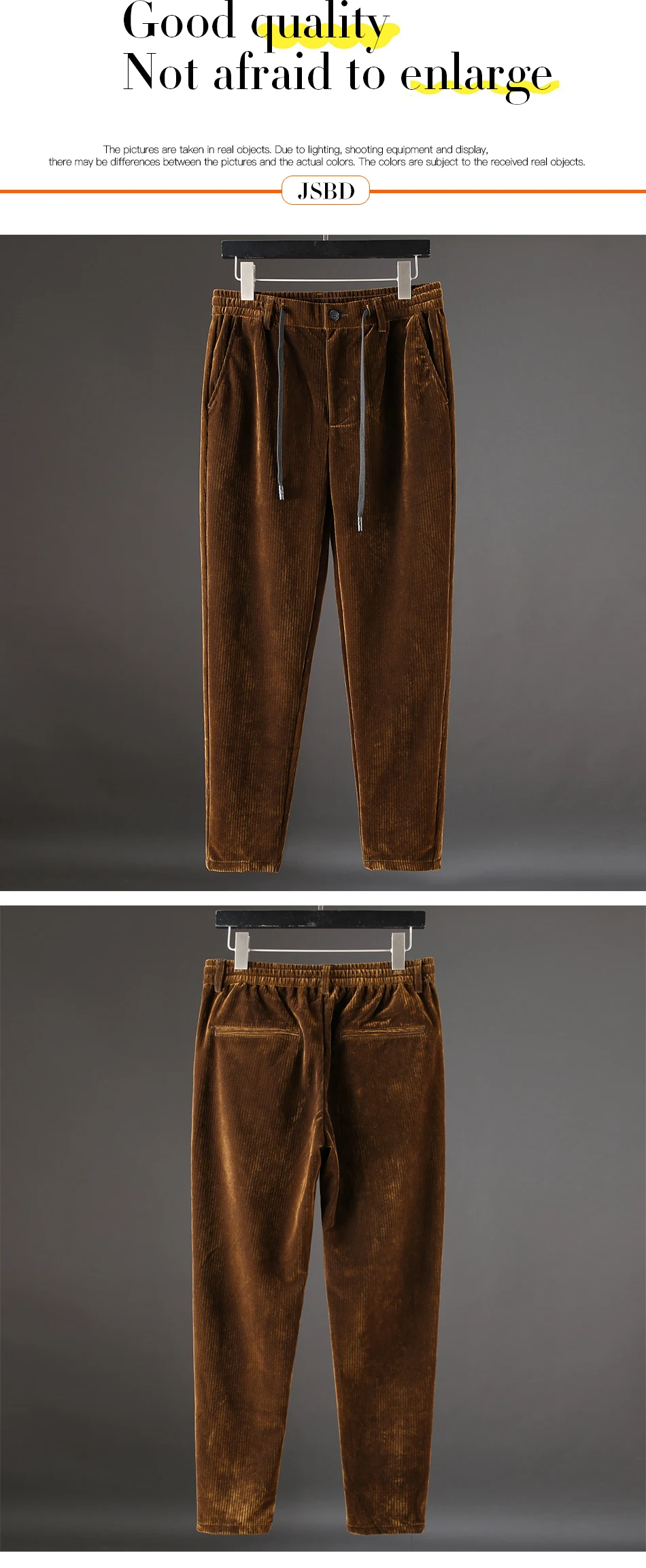 JSBD брендовые осенне-зимние вельветовые мужские брюки толстые повседневные эластичные брюки Фланелевые брюки
