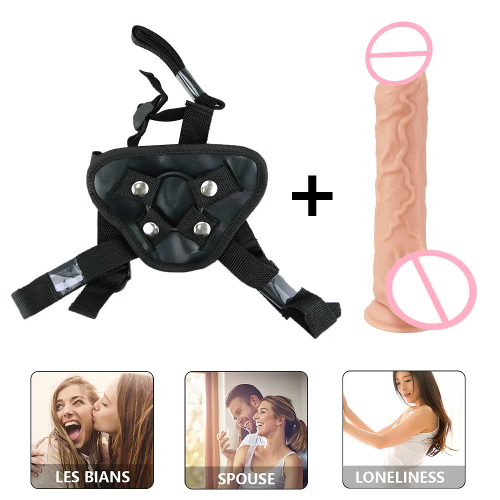 Dildo Strap On Realistic Penis with Suction Cup G-spot Anal Butt Plug Belt Wearable Panties Adult Lesbian Masturbation Sex Toy