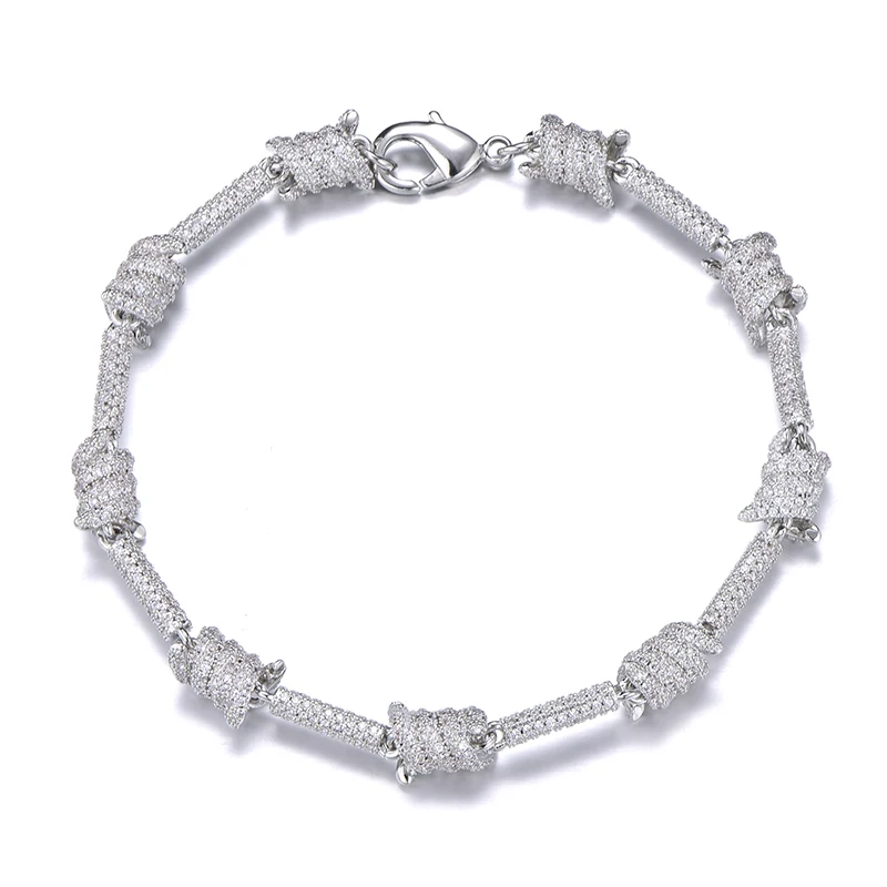 7 мм Iced Out Bling AAA CZ кубический цирконий спираль звено цепи браслет для мужчин Рэппер хип хоп ювелирные изделия медь золото серебро