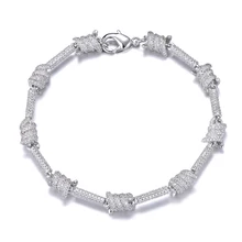 7 мм Iced Out Bling AAA CZ кубический цирконий спираль звено цепи браслет для мужчин Рэппер хип хоп ювелирные изделия медь золото серебро