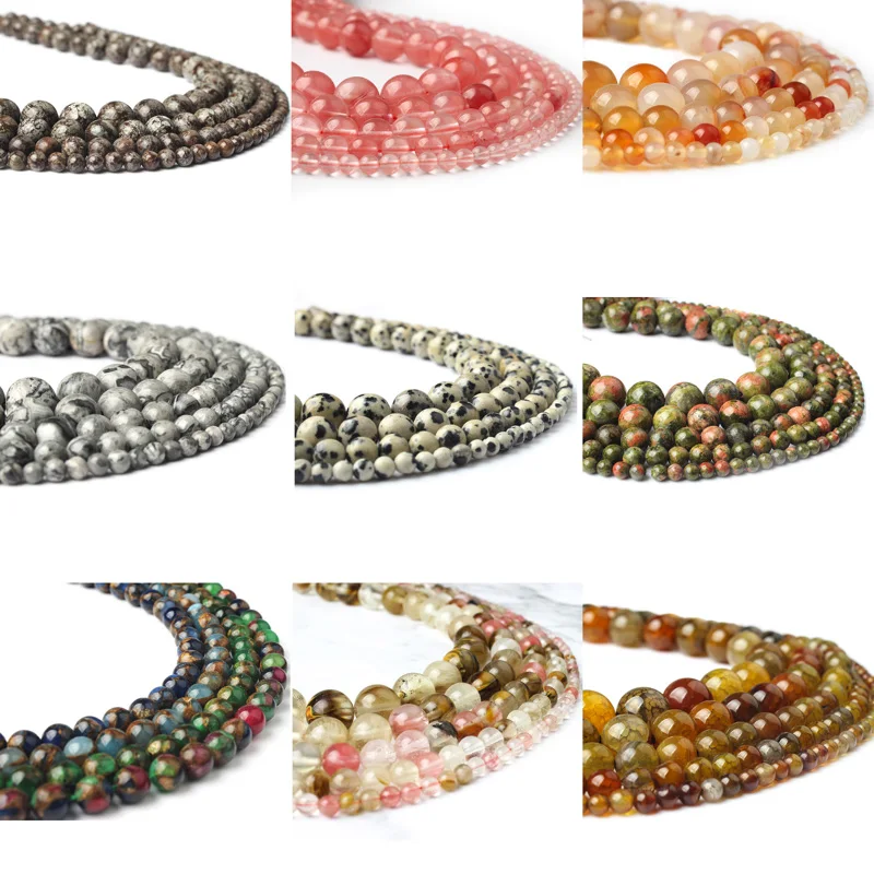 

Linxiang fashion jewelry 4 / 6 / 8 / 10/12 mm natural stone pine bead series suitable for jewelry making DIY Bracelet Necklace