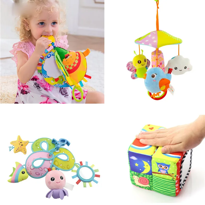 Игрушки для малышей, новорожденных, детская коляска, мягкие плюшевые развивающие/погремушки, игрушки, кровать для младенцев, Висячие колокольчики, стили для малышей 0-12 месяцев