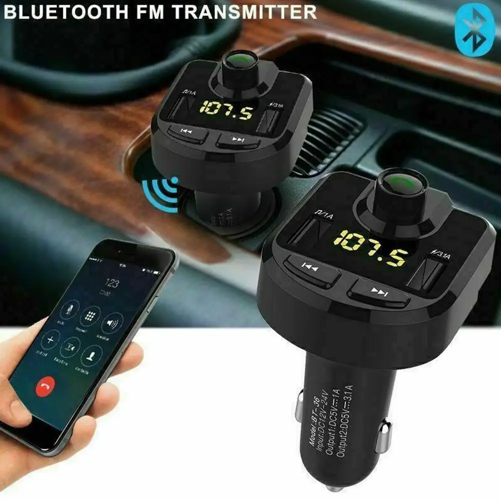 Горячая Bluetooth MP3 плеер Handsfree автомобильный комплект FM передатчик Поддержка TF карта DC12V быстрое зарядное устройство с двумя USB адаптер питания