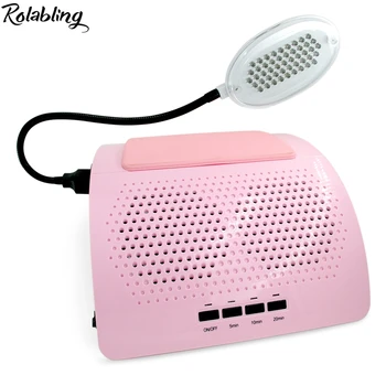 

Rolabling 40W Salon Dust Suction Collector with LED Lamp UV Gel Machine Cleaner 2 Fans Nail Art Manicure Salon Clean Tools