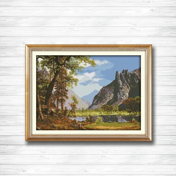 

landscape of lakes and hills Scenery painting 14CT 11CT counted cross stitch Needlework Set Embroidery kits chinese cross stitch
