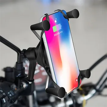 

2 in1 Motorcycle Fast Charge Mount Phone Holder Navigation Wireless Wired Charging Stand Bracket Mount Clamp 360 Degree Rotation