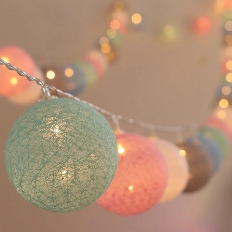 10/20/40 LED Cotton USB Balls String Christmas Fairy Lights Novelty Lamp Chain for Home Outdoor Garland Wedding Party Decoration