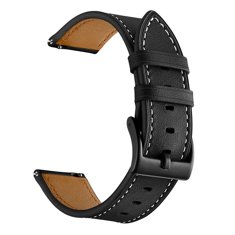 Black UEBN 20 мм кожаный ремешок на запястье для Xiaomi huami amazfit bip GTS браслет ремешок для amazfit GTR 42 мм samrt ремешок для часов - Цвет ремешка: Black