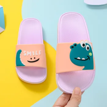 

Summer Dinosaur Children's Slippers For Boys Girls Slippers Pvc Soft Bottom Non-slip Beach Sandals Kids Home Bathroom Flip Flops