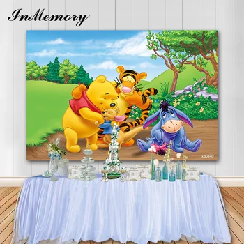 

InMemory Forest Bear Cartoon Background Photography Vinyl Children Birthday Party Banner Photo Studio Props Backdrop Photocall