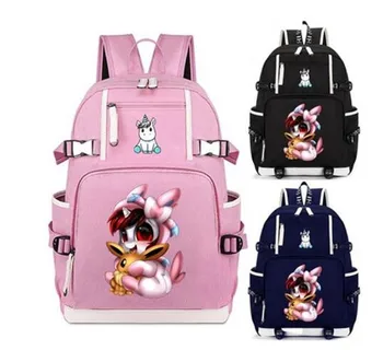 

Pink Unicorn and Eevee Pikachu Dabbing Backpack Cat School Bag Casual Teenagers Student Book Travel Laptop Bags