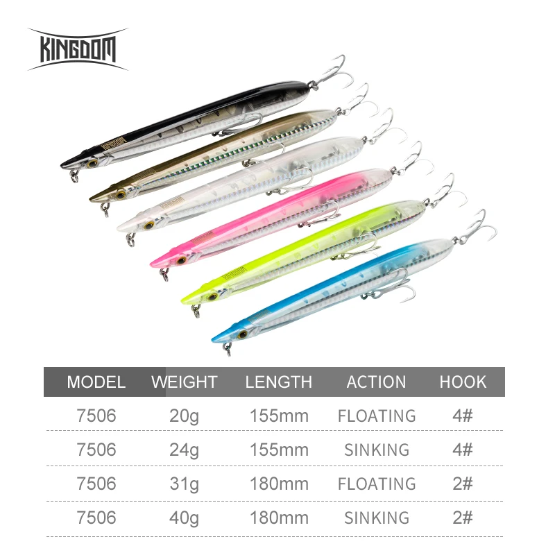 Kingdom Needle рыболовные приманки плавающие и тонущие карандаши 155 мм 180 мм хорошее действие воблеры высокое качество жесткие приманки рыболовные снасти