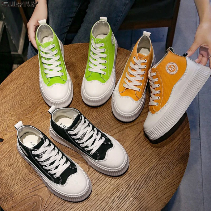 SWYIVY/Новая повседневная обувь из искусственной кожи; Chaussure Femme; женские кроссовки; коллекция года; сезон весна; кроссовки на платформе для женщин; модная женская обувь зеленого цвета; 39