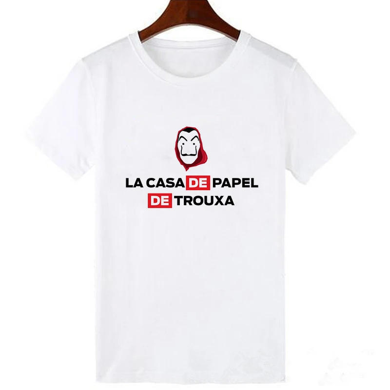 19bk090-white Showtly La Casa De Papel футболка деньги Heist футболки ТВ серии уличная Для мужчин короткий рукав House Of paper Забавный Harajuku негабаритных - Цвет: 19bk090-white