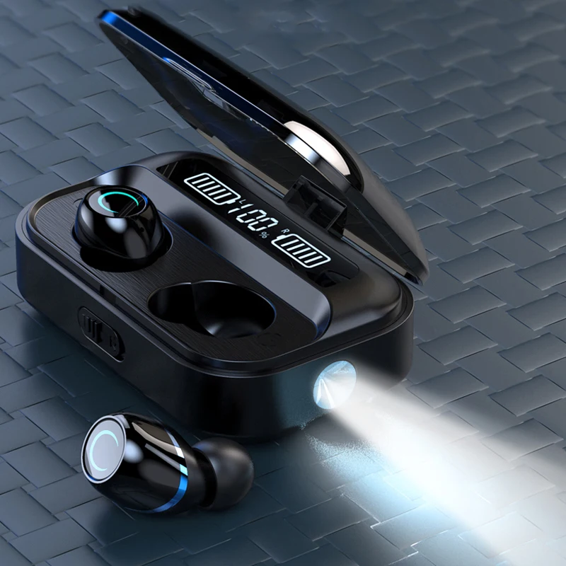 

G05 V5.0 Bluetooth Stereo Earphone Wireless IPX7 Waterproof Touch Earbuds Headset 200mAh Battery LED Display With flashlight