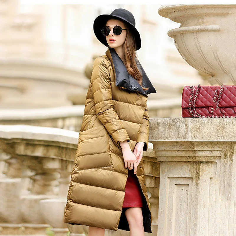 FTLZZ белая утка двойная Двусторонняя куртка для женщин плюс размер зимняя верхняя