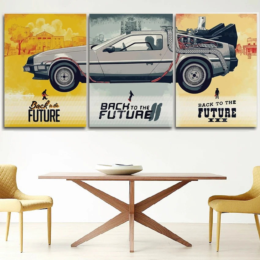 Настенная картина Назад в будущее с абстрактным автомобилем шелковые винтажные