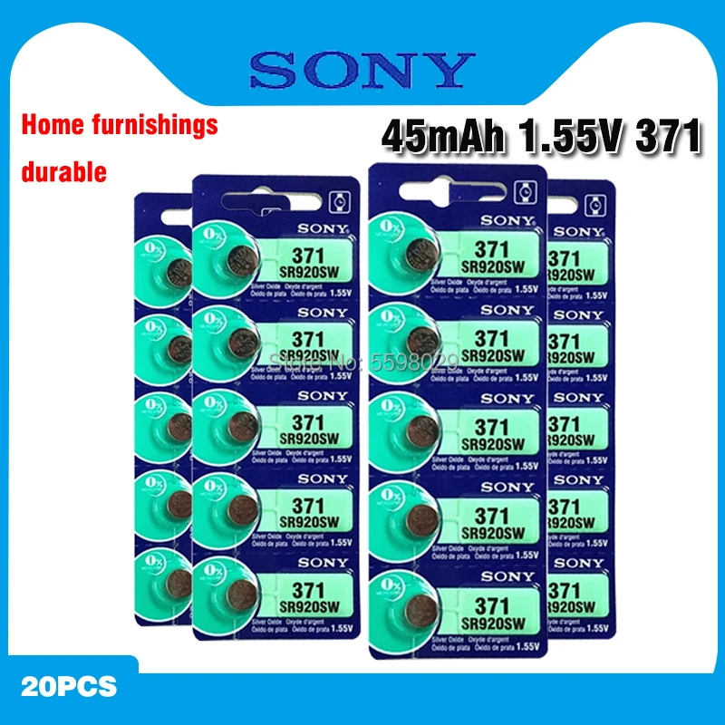 20 Uds Original Sony 371 SR920SW 920 LR920 AG6 LR920 LR69 171, 1,55 V, óxido de plata pilas para reloj hecho en Japón