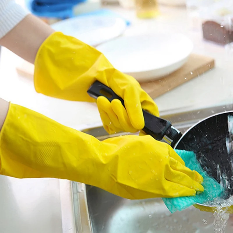 Household Laundry Rubber Latex Gloves Kitchen Dishwashing Cleaning Housework Gloves Tendon Rubber