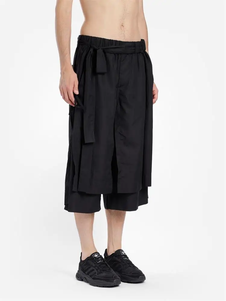 Men's new menswear large size loose dark style niche designer style singer stage style double deconstruction seven point pants