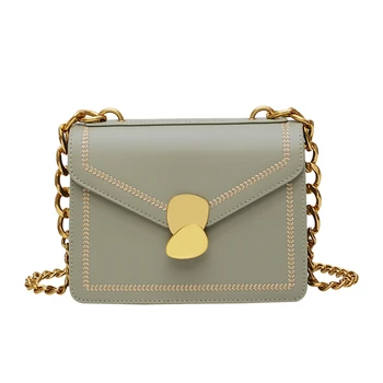 

Shoulder Bags Crossbody Handbag for Women 2019 Gold Chain Messenger Bag PU Leather Metal Button Luxury Brand Lady