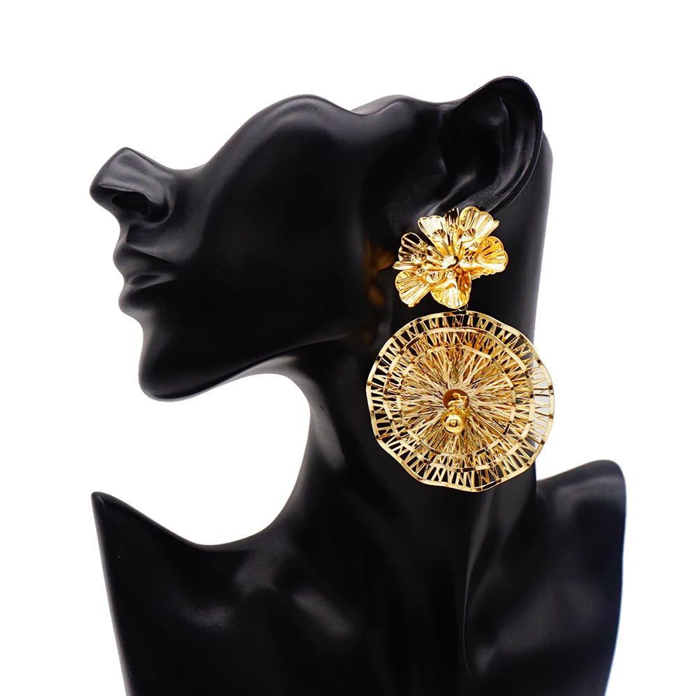 2021 Trendy Big Earrings For Women Flowers Geometry Elegant Female Dangle Drop Earrings Fashion Jewelry Accessories