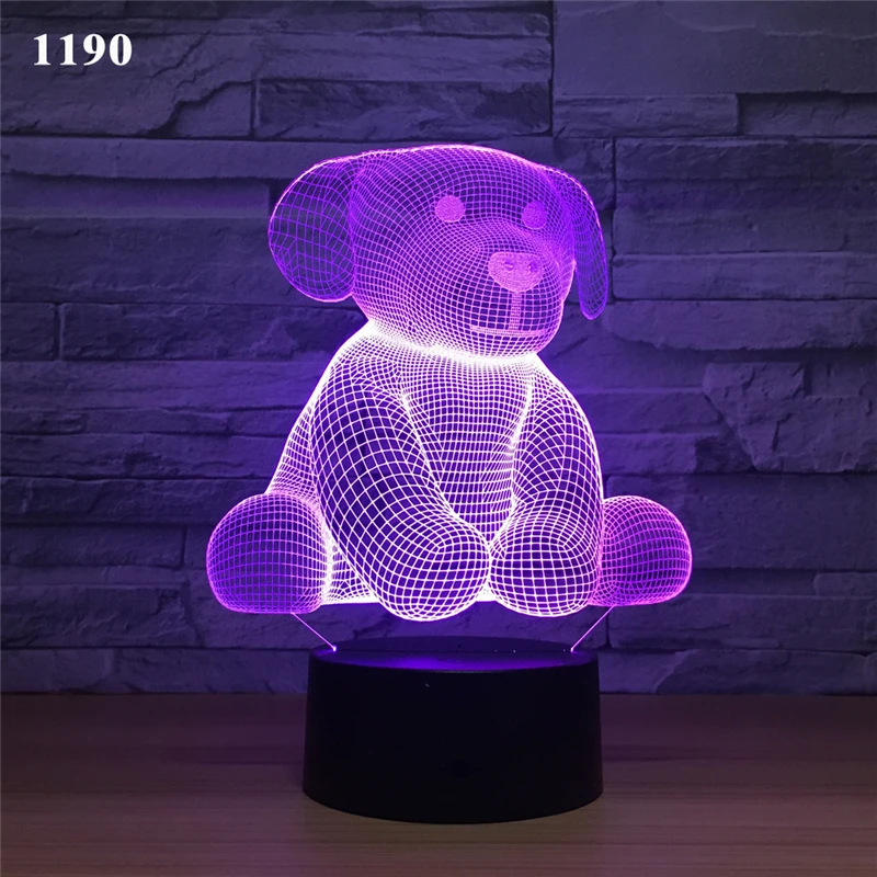 3D животное ночник светодиодный ночник Леопард собака кошка украшение для стола Дети День рождения год рождественский друг подарок - Испускаемый цвет: 140