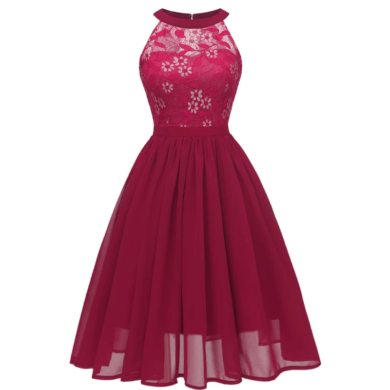 Burgundy Vestidos de Fiesta платье на бретелях для вечеринки бордовое кружевное иллюзионное платье ТРАПЕЦИЕВИДНОЕ розовое элегантное женское платье de Soiree DN-1645 - Цвет: Burgundy