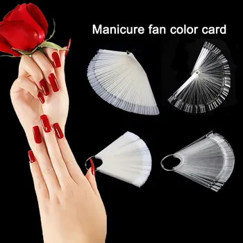 

50/Set Nail Art Tips Display Practice Sticks Fan Shaped Nail Polish Swatches Nail Color Sample Nail Art Tools Supplies