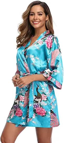 Fashion Satin Robe Female Bathrobe Sexy peignoir femme Silk Kimono Bride Dressing gown sleepwear Night Grow For Women