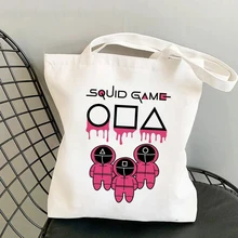 Kawaii Bag The Squid Game Man In Red Shopping Bag Shoulder Bags Cartoon Tote Large Capacity Women Bag College Handbag Tote Bag