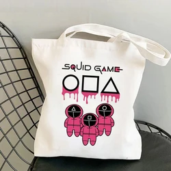 Kawaii Bag The Squid Game Man In Red Shopping Bag Shoulder Bags Cartoon Tote Large Capacity Women Bag College Handbag Tote Bag
