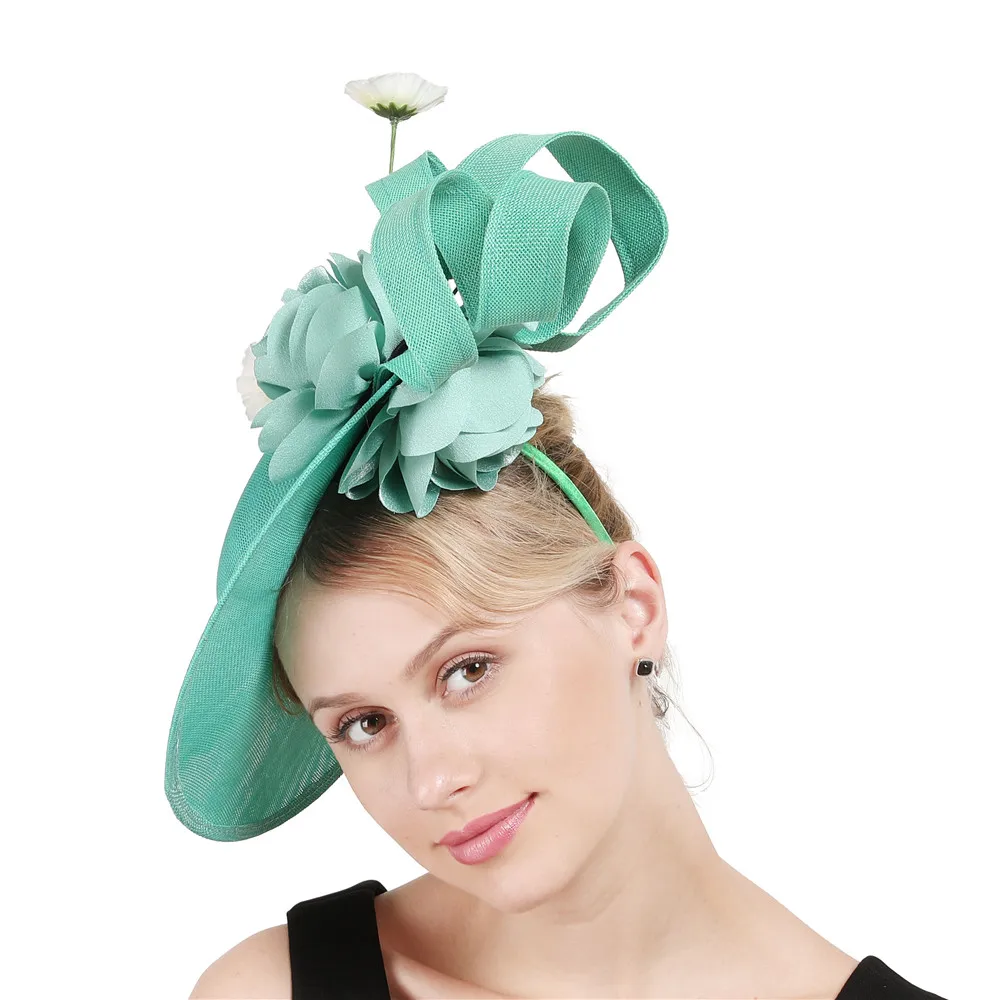 Большие шляпы millinery, Kenducky derby, королевская женская шляпа для свадебной вечеринки с милыми цветочными аксессуарами, петлями, головной убор, повязка на голову