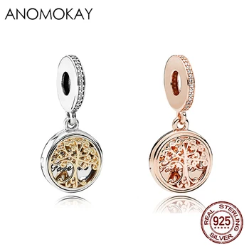 

Classic 100% Sterling 925 Silver Tree of Life Charm Pendant fit Bracelet Necklace Rose Gold Color Tree S925 Bead Pendant Gift
