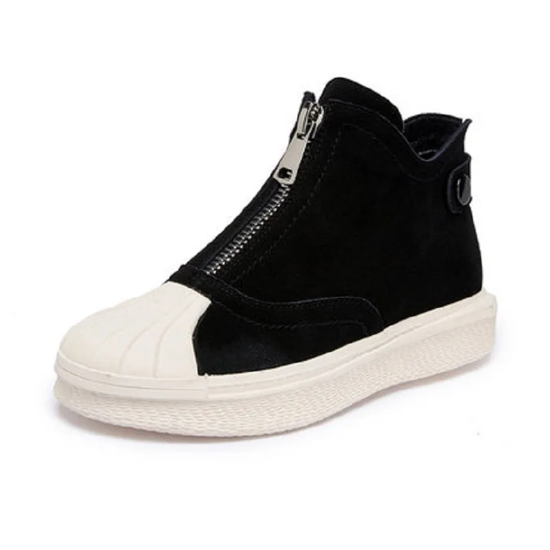 

Front zipper Martin boots female 2019 new short boots spring and autumn short tube retro plus velvet shell head shoes