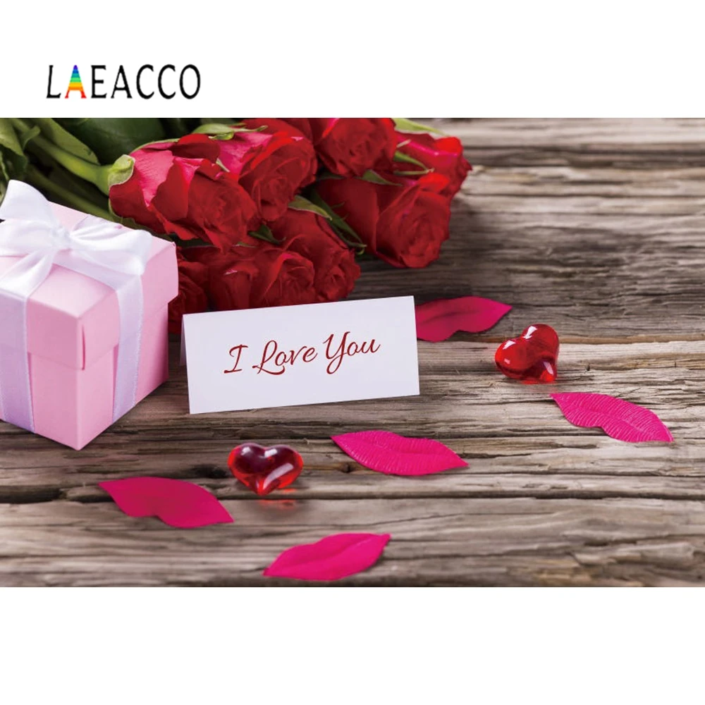 

Laeacco Valentine's Day Photo Backgrounds Wooden Board Red Rose Couples Photography Backdrops Customized For Photo Studio Decor