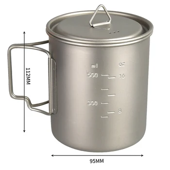 

750ml Outdoor Camping Titanium Pot Coffee Water Mug Cup With Foldable Handle
