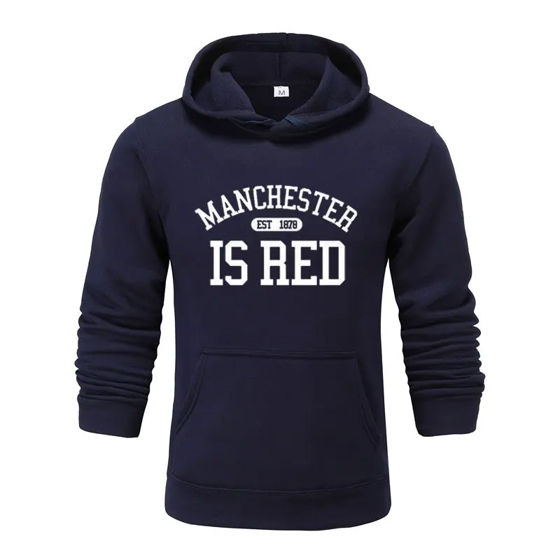 Толстовки, Толстовка для мужчин/женщин, Манчестерский красный цвет, модные толстовки, свитшоты на осень и зиму, теплый флисовый пуловер с капюшоном - Цвет: navy white