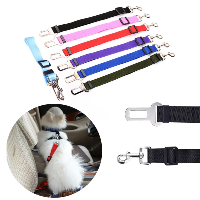 Correa ajustable para perros de compañía para cinturón de seguridad, Collar de nailon para cachorros, correa de plomo, cinturón de seguridad para coche, accesorios de viaje para mascotas