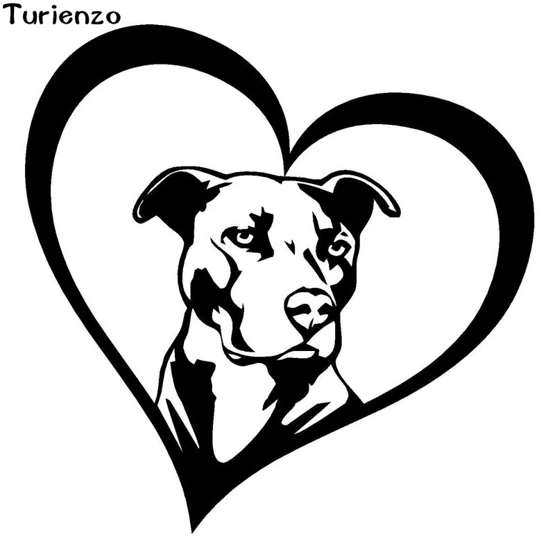 Turienzo 15.2*15.2CM PITBULL HEART Animal Car Stickers Decals Creative Fashion Styling Decoration Accessories CT-860 | Автомобили и